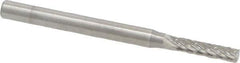 SGS Pro - 3/32" Cut Diam, 1/8" Shank Diam, Cylinder Head Double Cut Burr - Carbide, Flat End, 7/16" LOC, 1-1/2" OAL - Exact Tool & Supply