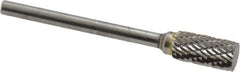 SGS Pro - 1/4" Cut Diam, 1/8" Shank Diam, Cylinder Head Double Cut Burr - Carbide, Flat End, 1/2" LOC, 2-1/4" OAL - Exact Tool & Supply