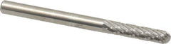 SGS Pro - 1/8" Cut Diam, 1/8" Shank Diam, Cylinder with Radius Head Double Cut Burr - Carbide, Radius End, 9/16" LOC, 1-1/2" OAL - Exact Tool & Supply