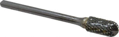 SGS Pro - 1/4" Cut Diam, 1/8" Shank Diam, Cylinder with Radius Head Double Cut Burr - Carbide, Radius End, 1/2" LOC, 2-15/16" OAL - Exact Tool & Supply