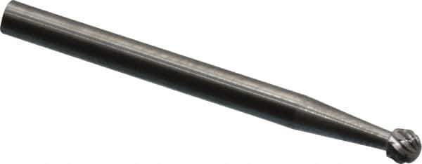 SGS Pro - 1/8" Cut Diam, 1/8" Shank Diam, Ball Head Double Cut Burr - Carbide, Radius End, 1/8" LOC, 1-1/2" OAL - Exact Tool & Supply