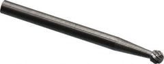 SGS Pro - 1/8" Cut Diam, 1/8" Shank Diam, Ball Head Double Cut Burr - Carbide, Radius End, 1/8" LOC, 1-1/2" OAL - Exact Tool & Supply