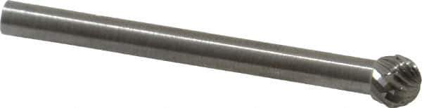 SGS Pro - 3/16" Cut Diam, 1/8" Shank Diam, Ball Head Double Cut Burr - Carbide, Radius End, 5/32" LOC - Exact Tool & Supply