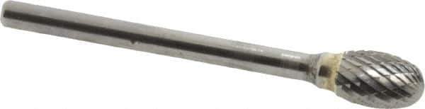 SGS Pro - 1/4" Cut Diam, 1/8" Shank Diam, Oval Head Double Cut Burr - Carbide, Radius End, 3/8" LOC - Exact Tool & Supply