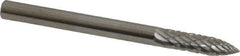 SGS Pro - 1/8" Cut Diam, 1/8" Shank Diam, Tree Head Double Cut Burr - Carbide, Point End, 1/2" LOC, 1-1/2" OAL - Exact Tool & Supply
