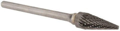 SGS Pro - 1/4" Cut Diam, 1/8" Shank Diam, Cone Head Double Cut Burr - Carbide, Point End, 1/2" LOC, 2-1/8" OAL - Exact Tool & Supply
