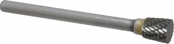 SGS Pro - 1/4" Cut Diam, 1/8" Shank Diam, Inverted Cone Head Double Cut Burr - Carbide, Flat End, 1/4" LOC, 1-3/4" OAL - Exact Tool & Supply