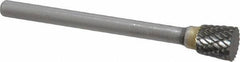 SGS Pro - 1/4" Cut Diam, 1/8" Shank Diam, Inverted Cone Head Double Cut Burr - Carbide, Flat End, 1/4" LOC, 1-3/4" OAL - Exact Tool & Supply