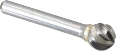 SGS Pro - 1/2" Cut Diam, 1/4" Shank Diam, Ball Head Single Cut Burr - Carbide, Radius End, 7/16" LOC, 2-13/64" OAL - Exact Tool & Supply