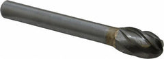 SGS Pro - 3/8" Cut Diam, 1/4" Shank Diam, Oval Head Single Cut Burr - Carbide, Radius End, 5/8" LOC, 2-3/8" OAL - Exact Tool & Supply