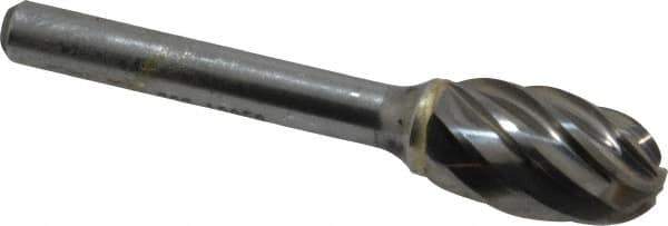 SGS Pro - 1/2" Cut Diam, 1/4" Shank Diam, Oval Head Single Cut Burr - Carbide, Radius End, 7/8" LOC, 2-5/8" OAL - Exact Tool & Supply