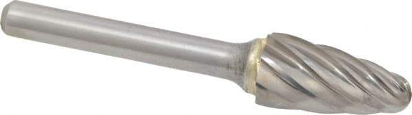 SGS Pro - 1/2" Cut Diam, 1/4" Shank Diam, Tree with Radius Head Single Cut Burr - Carbide, Radius End, 1" LOC, 2-3/4" OAL - Exact Tool & Supply