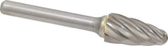 SGS Pro - 1/2" Cut Diam, 1/4" Shank Diam, Tree with Radius Head Single Cut Burr - Carbide, Radius End, 1" LOC, 2-3/4" OAL - Exact Tool & Supply