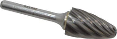 SGS Pro - 3/4" Cut Diam, 1/4" Shank Diam, Tree with Radius Head Single Cut Burr - Carbide, Radius End, 1-1/4" LOC, 3" OAL - Exact Tool & Supply