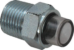 Trico - 1" Sight Diam, 1/2" Thread, 1-17/32" OAL, Viewport Sight Glass & Flow Sight - 7/8" Hex Head, With 3-D Lens - Exact Tool & Supply