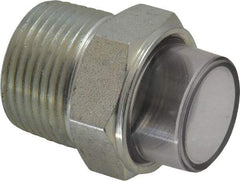 Trico - 1" Sight Diam, 3/4" Thread, 1-9/16" OAL, Viewport Sight Glass & Flow Sight - 1-1/8" Hex Head, With 3-D Lens - Exact Tool & Supply