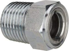 Trico - 1" Sight Diam, 1/2" Thread, 1-3/32" OAL, Viewport Sight Glass & Flow Sight - 7/8" Hex Head, With Baffle - Exact Tool & Supply