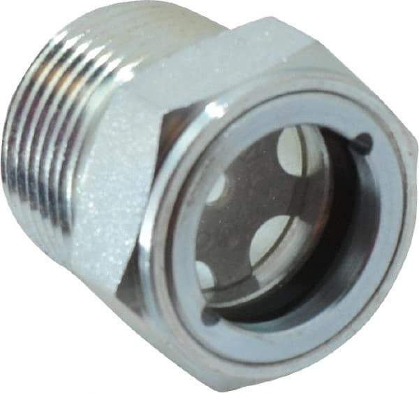 Trico - 1" Sight Diam, 3/4" Thread, 1-1/8" OAL, Viewport Sight Glass & Flow Sight - 1-1/8" Hex Head, With Baffle - Exact Tool & Supply