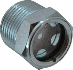 Trico - 2" Sight Diam, 1" Thread, 1-1/4" OAL, Viewport Sight Glass & Flow Sight - 1-5/16" Hex Head, With Baffle - Exact Tool & Supply