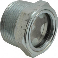 Trico - 2" Sight Diam, 1-1/4" Thread, 1-5/16" OAL, Viewport Sight Glass & Flow Sight - 1-3/4" Hex Head, With Baffle - Exact Tool & Supply