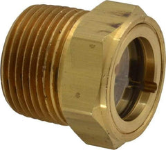 Trico - 1" Sight Diam, 3/4" Thread, 1-1/8" OAL, Viewport Sight Glass & Flow Sight - 1-1/8" Hex Head, With Baffle - Exact Tool & Supply