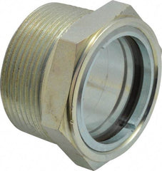 Trico - 2" Sight Diam, 1-1/2" Thread, 1-11/32" OAL, Viewport Sight Glass & Flow Sight - 2" Hex Head, Without Baffle - Exact Tool & Supply