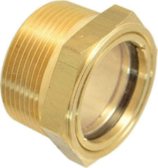 Trico - 2" Sight Diam, 1-1/2" Thread, 1-11/32" OAL, Viewport Sight Glass & Flow Sight - 2" Hex Head, Without Baffle - Exact Tool & Supply