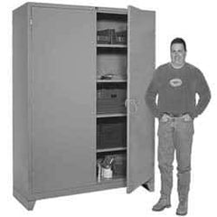 Lyon - 4 Shelf Locking Storage Cabinet - Steel, 60" Wide x 24" Deep x 82" High, Gray - Exact Tool & Supply