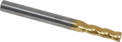 RobbJack - 5/32", 9/16" LOC, 3/16" Shank Diam, 2" OAL, 4 Flute, Solid Carbide Square End Mill - Single End, TiN Finish, 30° Helix, Centercutting, Right Hand Cut, Right Hand Flute, Series ST-430 - Exact Tool & Supply