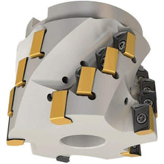 Iscar - 12 Inserts, 3" Cut Diam, 1-1/4" Arbor Diam, 1-44/53" Max Depth of Cut, Indexable Square-Shoulder Face Mill - 0/90° Lead Angle, 2.76" High, H490 AN.X 17 Insert Compatibility, Through Coolant, Series Helido - Exact Tool & Supply