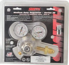 Miller-Smith - 510 CGA Inlet Connection, B Fitting, 50 Max psi, Propane, Propylene, MAPP & Natural Gas Welding Regulator - 9/16-18 L/H Thread, Left Hand Rotation - Exact Tool & Supply