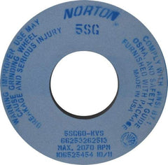 Norton - 12" Diam x 5" Hole x 1" Thick, K Hardness, 60 Grit Surface Grinding Wheel - Ceramic, Type 1, Medium Grade, 2,070 Max RPM, Vitrified Bond, No Recess - Exact Tool & Supply
