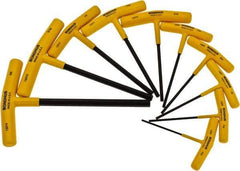 Bondhus - 10 Piece T-Handle Hex Key Set - Hex Range 3/32 to 3/8", Protanium High Torque Steel - Exact Tool & Supply
