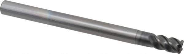 OSG - 8mm, 4 Flute, Single End, Solid Carbide, 1mm Corner Radius End Mill - 100mm OAL, 45° Helix, Right Hand Flute, 12mm LOC, Right Hand Cut, 24mm Extended Reach - Exact Tool & Supply