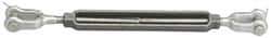 Made in USA - 1,200 Lb Load Limit, 3/8" Thread Diam, 6" Take Up, Stainless Steel Jaw & Jaw Turnbuckle - 7-1/8" Body Length, 9/16" Neck Length, 12" Closed Length - Exact Tool & Supply