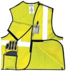 OccuNomix - Size M High Visibility Yellow Solid Breakaway Vest - 36 to 38" Chest, ANSI 107-2015, Hook & Loop Closure, 3 Pockets, Polyester - Exact Tool & Supply