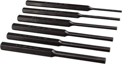 Mayhew - 6 Piece, 3 to 8mm, Roll Pin Punch Set - Hex Shank, Alloy Steel, Comes in Pouch - Exact Tool & Supply