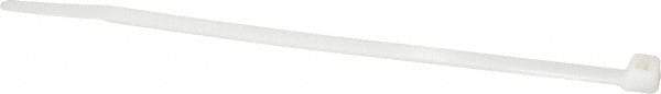 Made in USA - 8.7" Long Natural (Color) Nylon Standard Cable Tie - 120 Lb Tensile Strength, 1.93mm Thick, 52.3mm Max Bundle Diam - Exact Tool & Supply