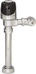 Sloan Valve Co. - 1-1/2" Spud Coupling, 3/4" Pipe, Closet Automatic Flush Valve - Handle Opening, 1.6 Gal per Flush, Plastic Cover, Powered by 4 AA Batteries - Exact Tool & Supply