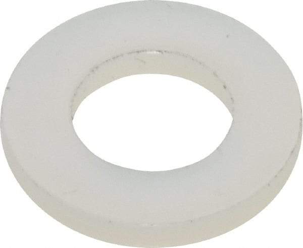Made in USA - #12 Screw, Grade 6/6 Nylon Standard Flat Washer - 0.252" ID x 0.472" OD, 0.062" Thick, Plain Finish - Exact Tool & Supply