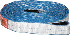 Lift-All - 30' Long x 2" Wide, 10,700 Lb Basket Capacity, 10,700 Lb Vertical Capacity, 2 Ply, Nylon Web Sling - Silver (Color) with Blue Edges - Exact Tool & Supply
