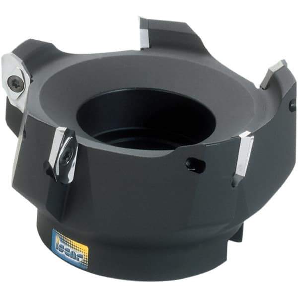 Iscar - 3 Inserts, 50mm Cut Diam, 22mm Arbor Diam, 15.8mm Max Depth of Cut, Indexable Square-Shoulder Face Mill - 0/90° Lead Angle, 45mm High, HM90 APCR 1605 Insert Compatibility, Through Coolant, Series Helialu - Exact Tool & Supply