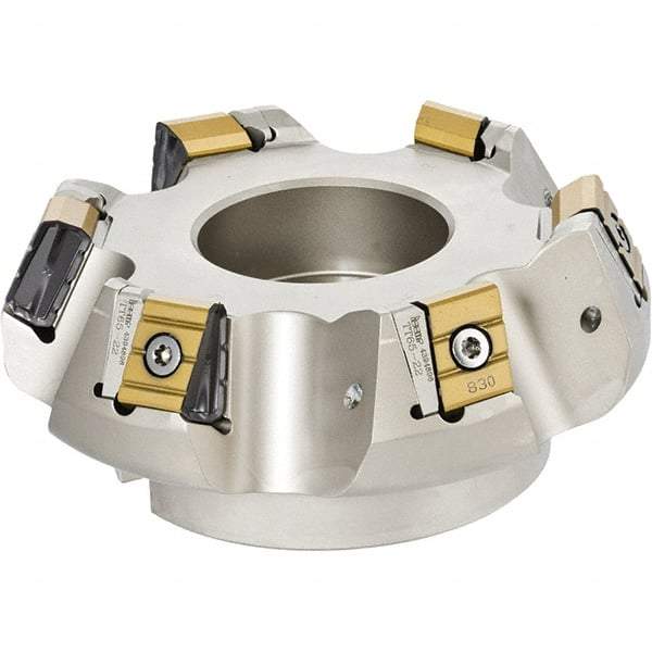 Iscar - 1.86" Cut Diam, 2-1/2" Arbor Hole, 3/4" Max Depth of Cut, 65° Indexable Chamfer & Angle Face Mill - 10 Inserts, T465 LN.T 2212ZN.. Insert, Right Hand Cut, Series Helitang - Exact Tool & Supply