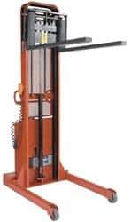 Wesco Industrial Products - 1,500 Lb Capacity, 76" Lift Height, Battery Operated Lift - 1-1/2" Lowered Height, 15" Load Center, 25" Fork Length, 26" Overall Width - Exact Tool & Supply