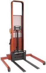 Wesco Industrial Products - 1,500 Lb Capacity, 86" Lift Height, Battery Operated Lift - 1-1/2" Lowered Height, 24" Load Center, 42" Fork Length - Exact Tool & Supply