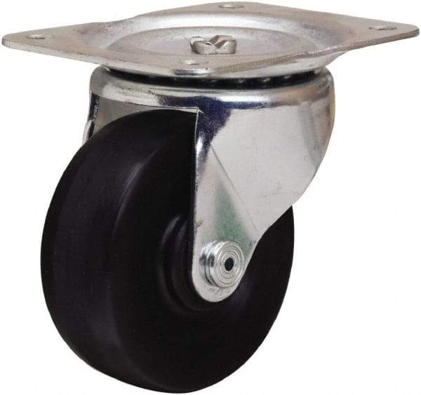 Hamilton - 4" Diam x 1-1/2" Wide x 5" OAH Top Plate Mount Swivel Caster - Hard Rubber, 300 Lb Capacity, Self-Lubricating Bearing, 4 x 5-1/8" Plate - Exact Tool & Supply