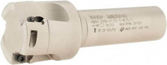 Iscar - 1-1/4" Cut Diam, 0.394" Max Depth of Cut, 3/4" Shank Diam, 3-1/2" OAL, Indexable Square Shoulder End Mill - Weldon Shank, 90° Lead Angle, Through Coolant, Series Heli2000 - Exact Tool & Supply