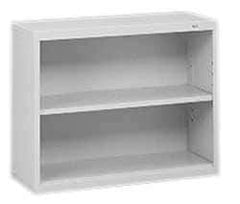 Tennsco - 2 Shelf, 28" High x 34-1/2" Wide Bookcase - 13-1/2" Deep, Steel, Putty - Exact Tool & Supply