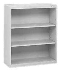 Tennsco - 3 Shelf, 40" High x 34-1/2" Wide Bookcase - 13-1/2" Deep, Steel, Putty - Exact Tool & Supply
