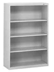 Tennsco - 4 Shelf, 52" High x 34-1/2" Wide Bookcase - 13-1/2" Deep, Steel, Putty - Exact Tool & Supply